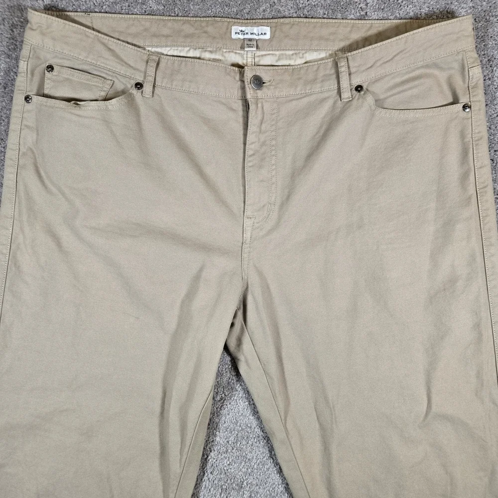 Peter Millar Mens Crown Vintage Canvas 5 Pocket Chino Pants 42 Khaki Stretch